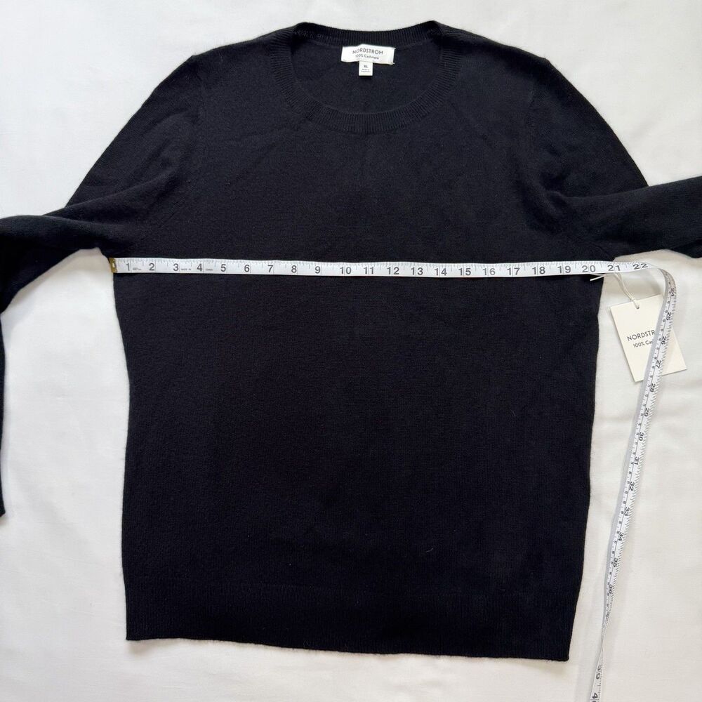Nordstrom 100% Cashmere Crewneck Sweater Black Sz XL Minimalist Quiet Luxury NWT - Picture 6 of 11
